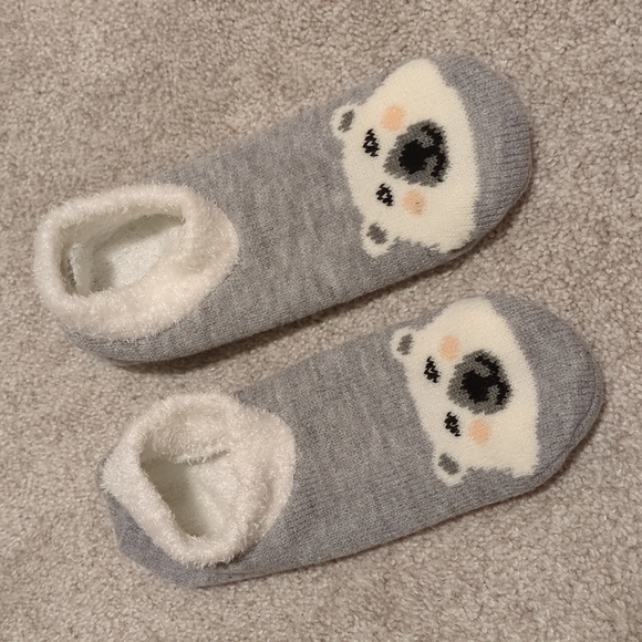 Polar Bear Gray and White Cozy Slipper Socks - Picture 1 of 3